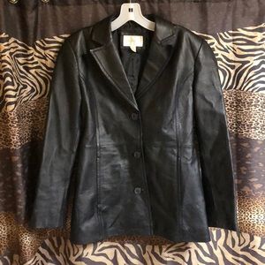 Black genuine leather coat